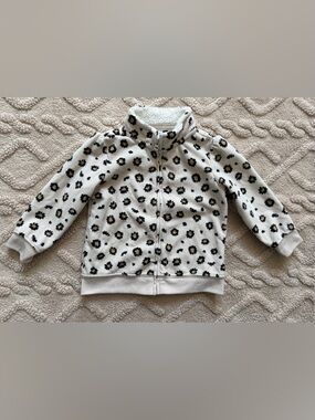 Girls 18M Tan Flower Jacket - Collared Full Zip Lightweight Faux Fur Outerwear